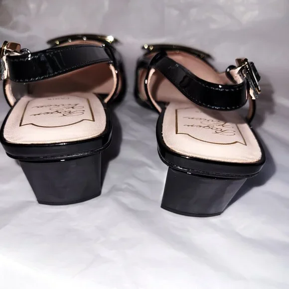 NIB! Roger Vivier Belle Black Patent/Safari Sling Back Pumps - 36.5 - Picture 3 of 4